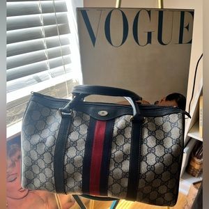 Gucci GG Monogram Boston Speedy Handbag *Vintage* - Navy blue red